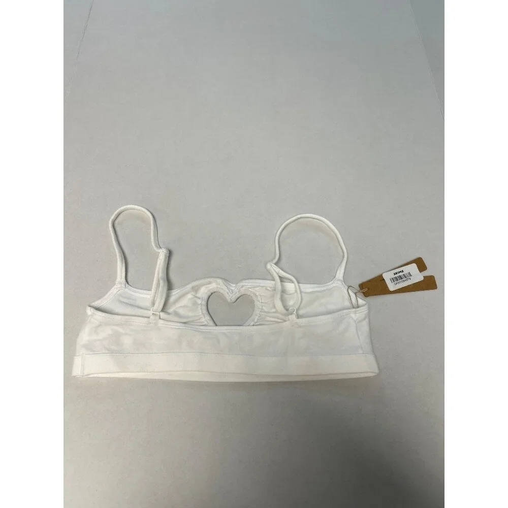 SKIMS Cotton Jersey Heart Scoop Bralette Snow Size Medium NWT - Picture 6 of 7